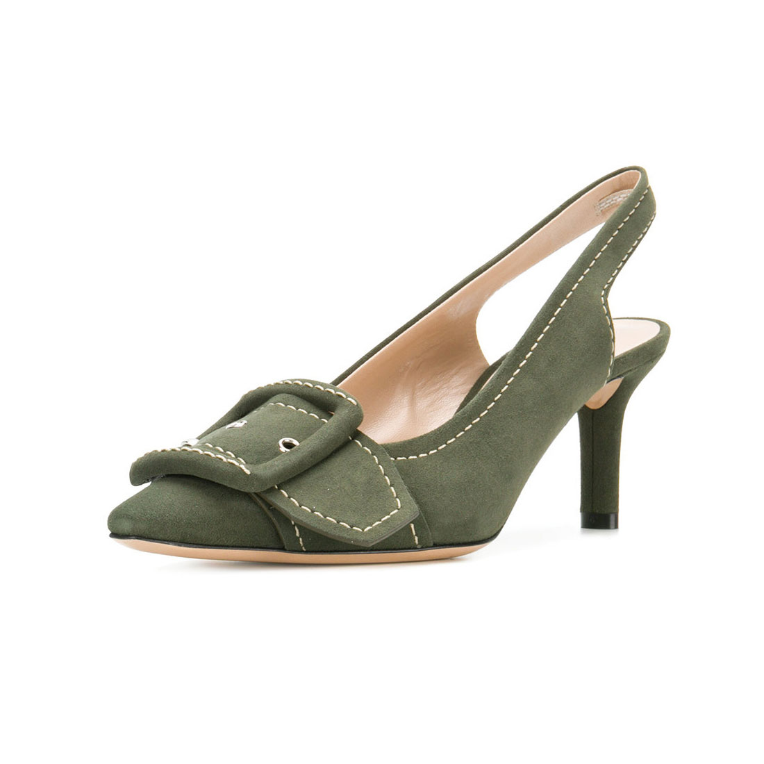 Round toe army green suede upper girls latest high heel sandals HS9004