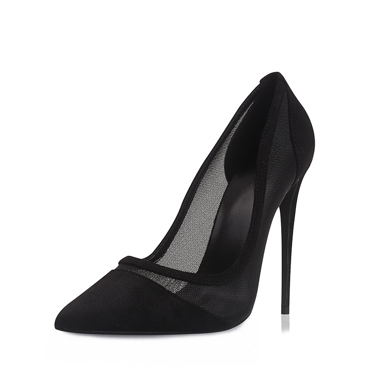 Sexy black transparent high heels for ladies pump
