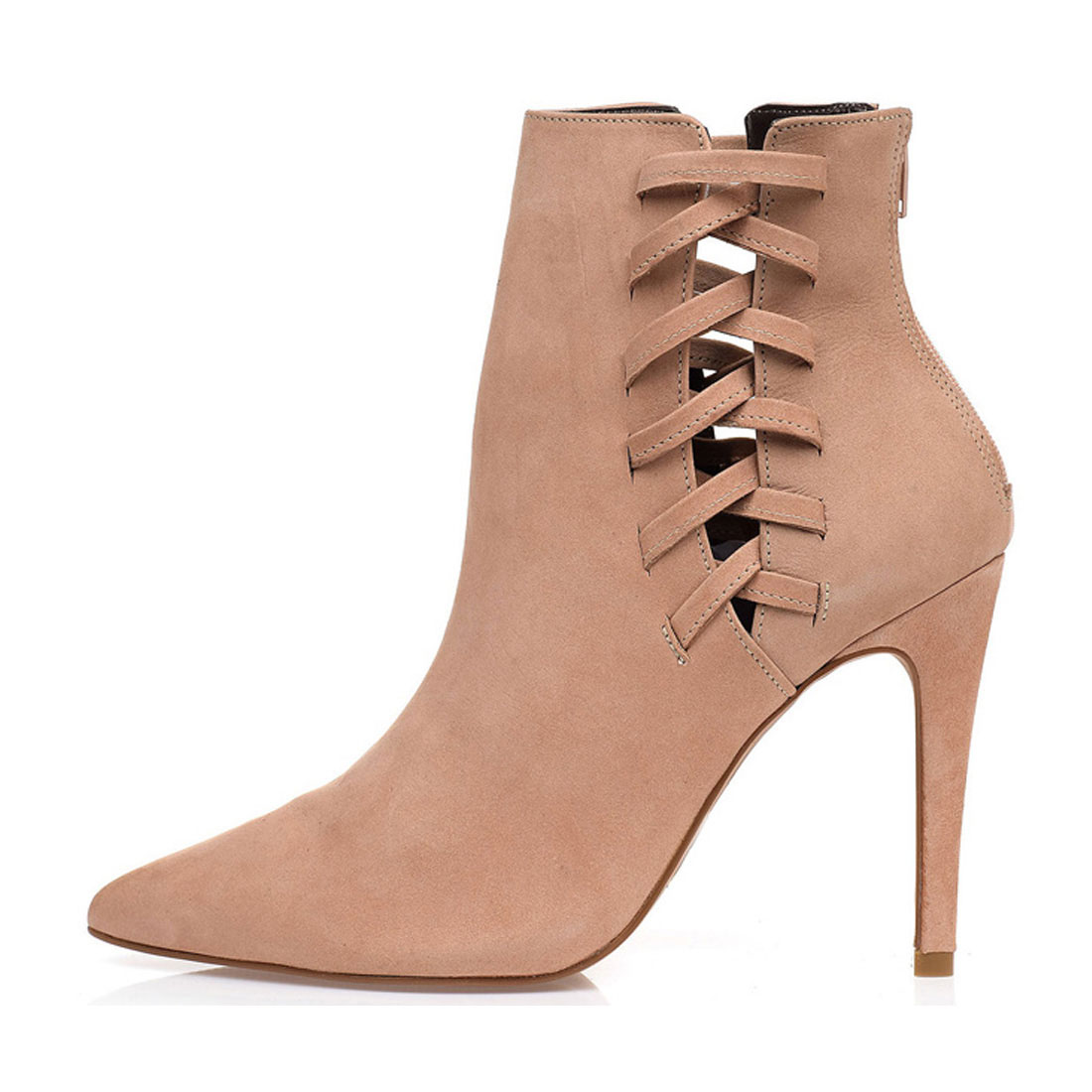 Really suede leather pointed winter high heel dress ladies ankle boot ...