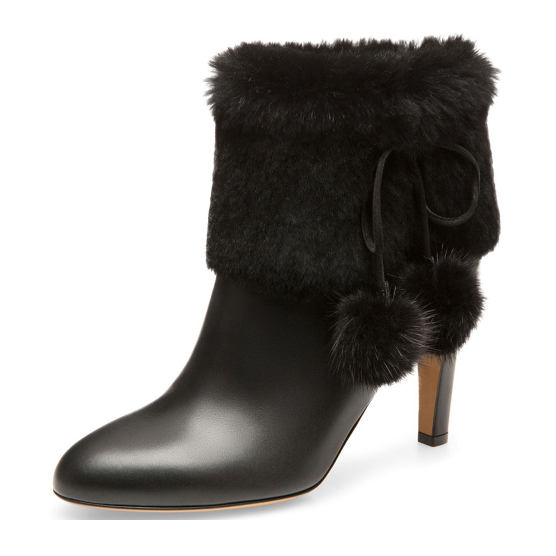 Designer Winter Snow Genuine Leather Wiht Fur Women Heel Short Boot ...