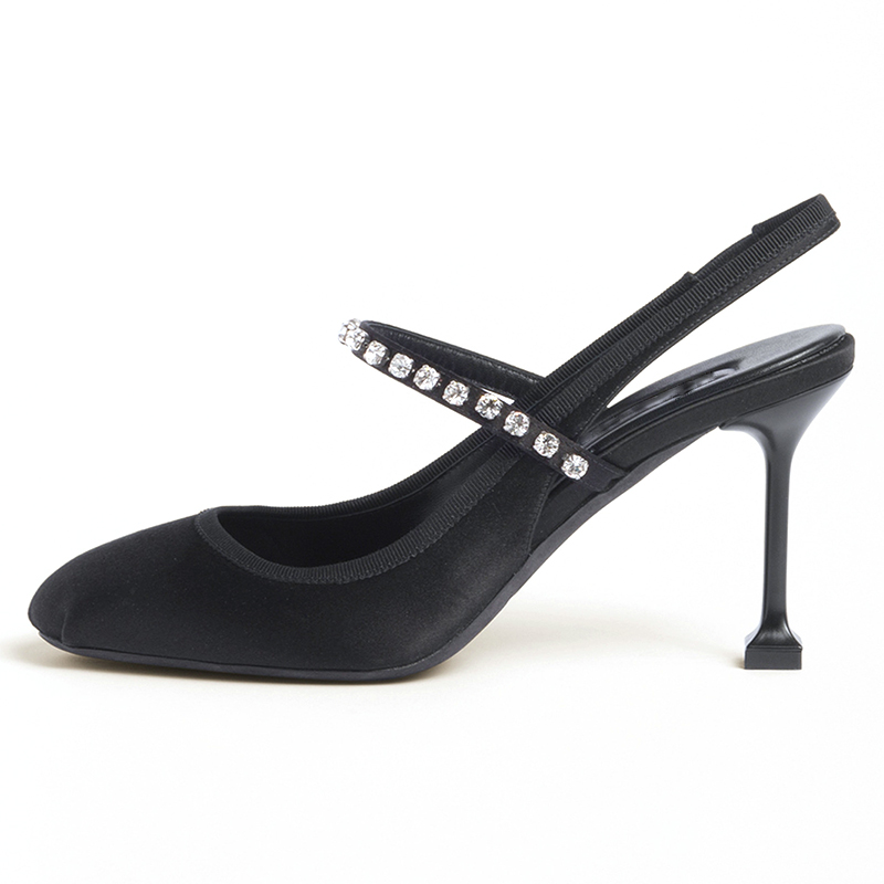  Fashion commute elegantround close toe flared high heel slingback women pumps
