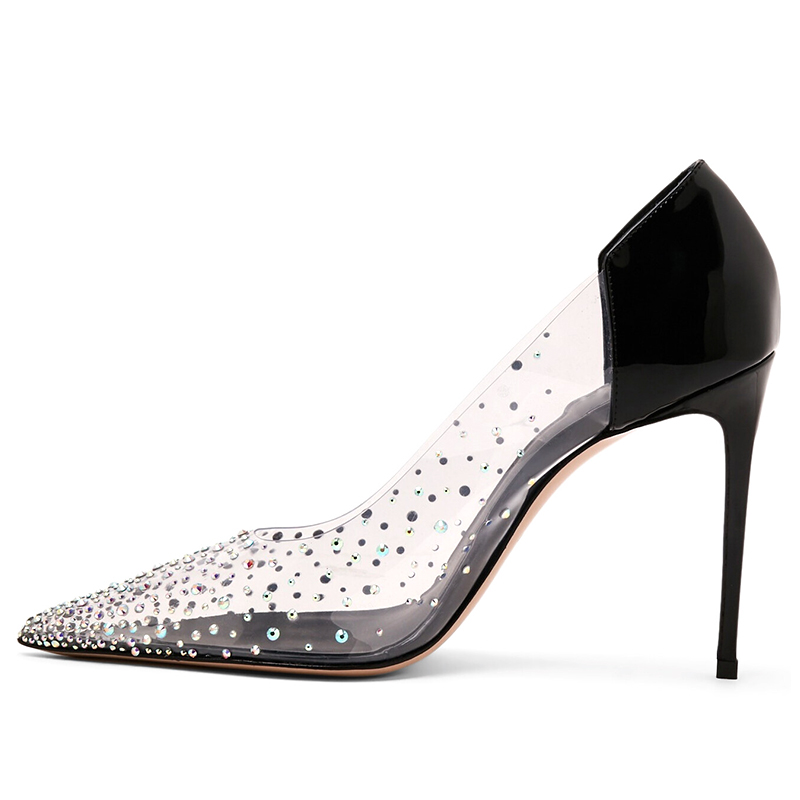 New style fashion twinkle elegantpointed toe stiletto transparent PVC women pump