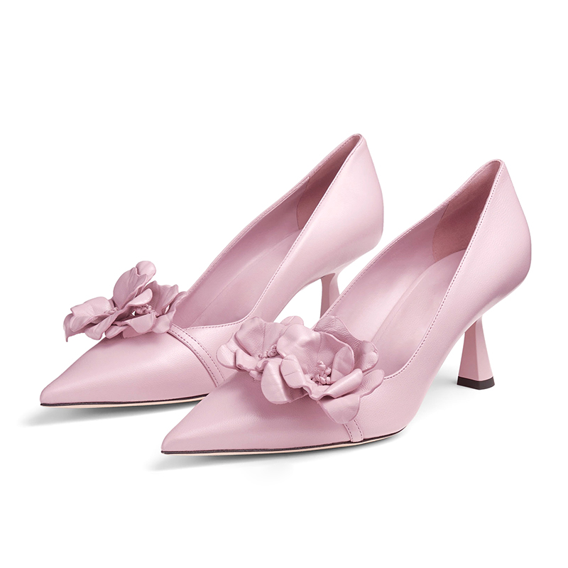 New arrival elegant luxury flower embellishment pointed toe women pumps shoes